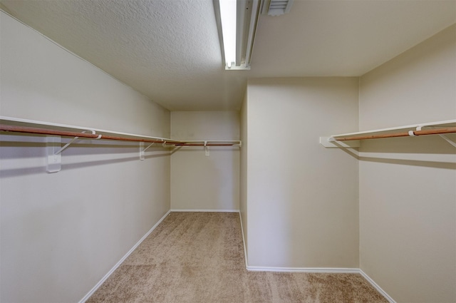 spacious closet with light colored carpet