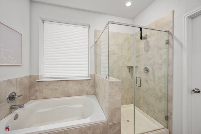 bathroom with independent shower and bath