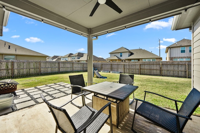 view of patio / terrace with ceiling fan