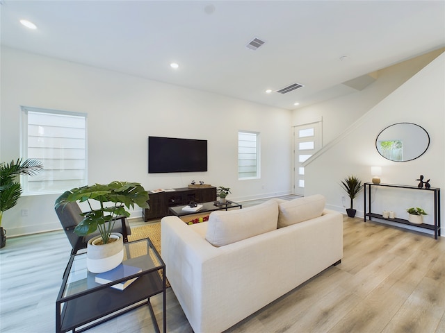 living room featuring light hardwood / wood-style flooring