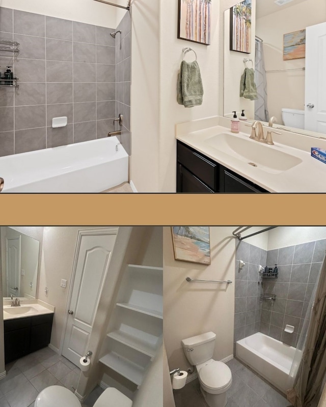 bathroom featuring tile patterned flooring, vanity, and toilet