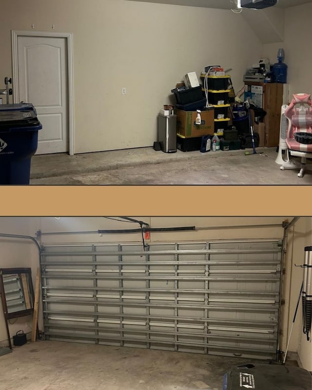 garage with a garage door opener