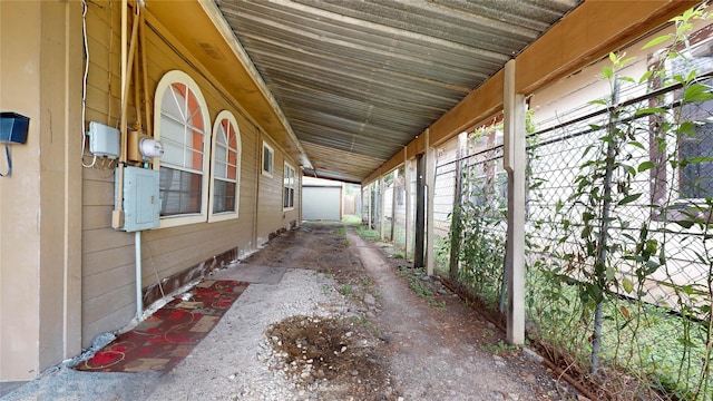 view of patio featuring electric panel