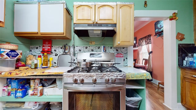 kitchen featuring stainless steel gas range