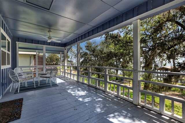 354 Edgewater Way, Point Blank, TX 77364 - wooden deck featuring ceiling fan
