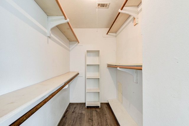 spacious closet featuring dark wood-type flooring