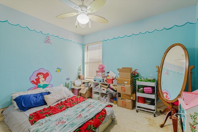 bedroom with carpet and ceiling fan