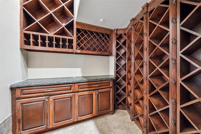 view of wine cellar