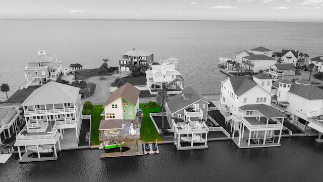 22823 Chiquita St, Galveston, TX 77554 - birds eye view of property with a residential view and a water view