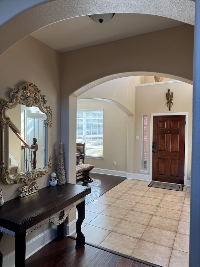 entrance foyer featuring light tile patterned floors