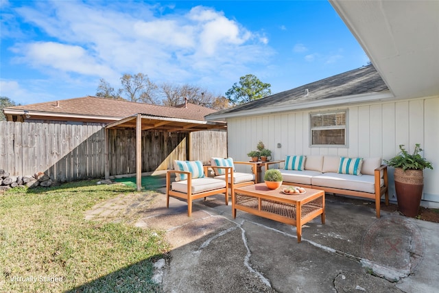 view of patio / terrace featuring an outdoor living space