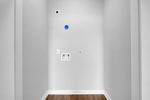 laundry room with electric dryer hookup, dark hardwood / wood-style floors, and hookup for a washing machine