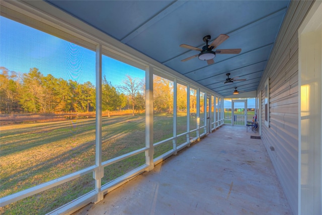 view of unfurnished sunroom