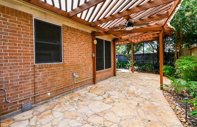 view of patio with ceiling fan