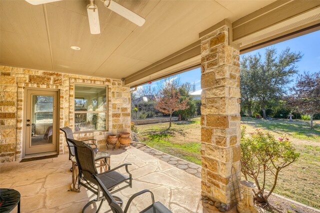 view of patio with ceiling fan