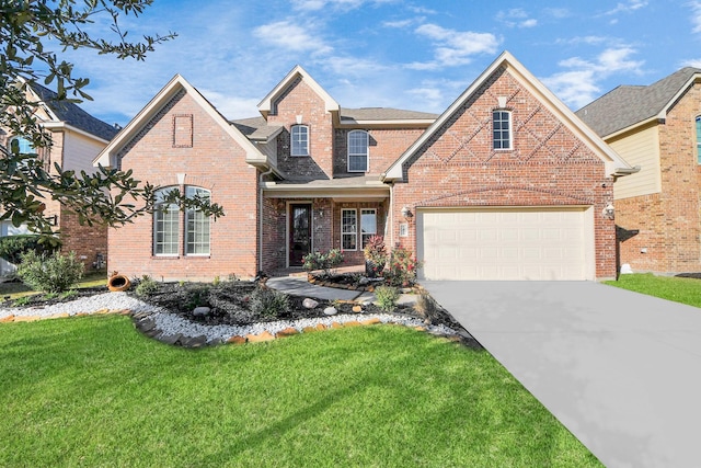 front of property with a garage and a front yard