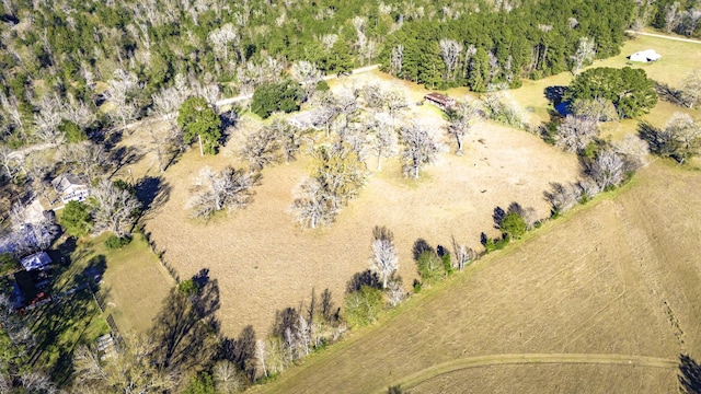 birds eye view of property featuring a rural view