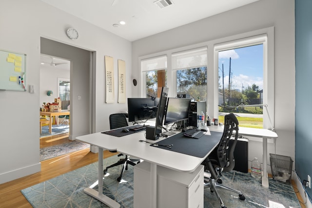 office area featuring wood-type flooring