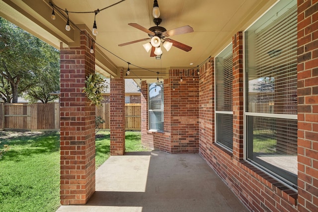 view of patio / terrace with ceiling fan