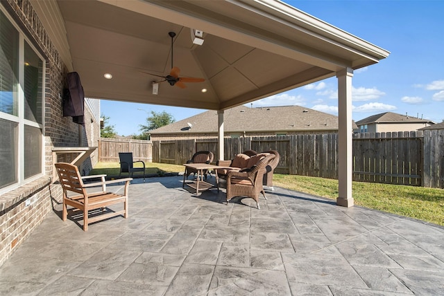 view of patio / terrace with ceiling fan