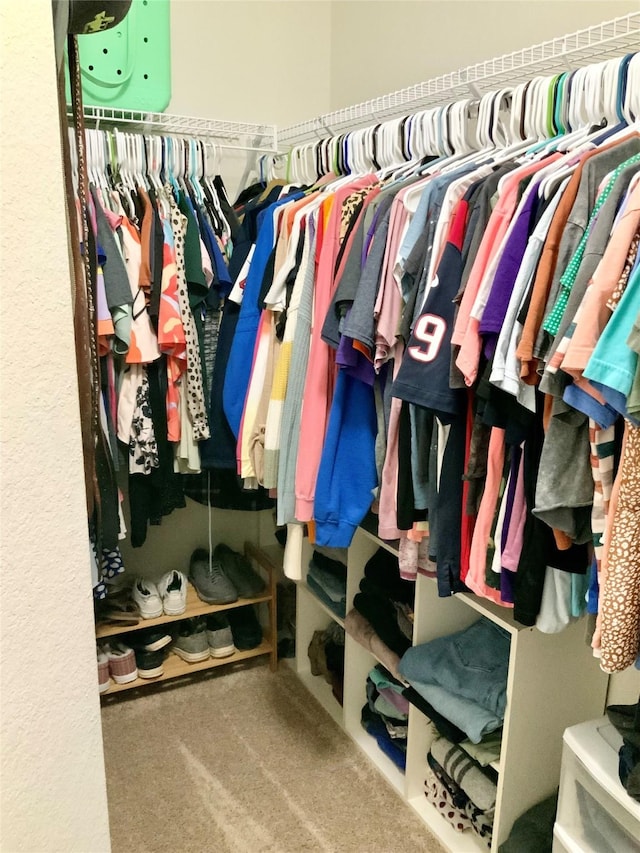 spacious closet with carpet floors