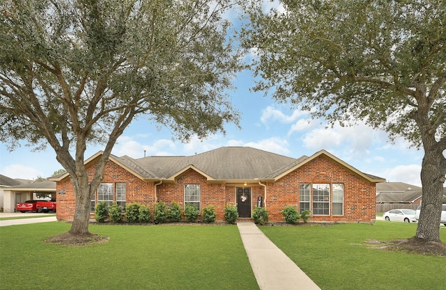 single story home with a front yard