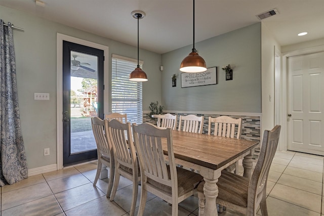 view of tiled dining room