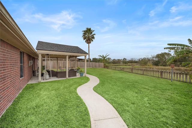 view of yard with a patio area and an outdoor hangout area