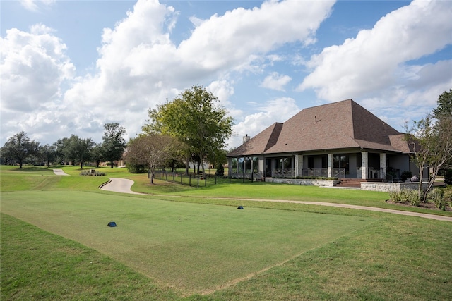 view of community featuring a lawn