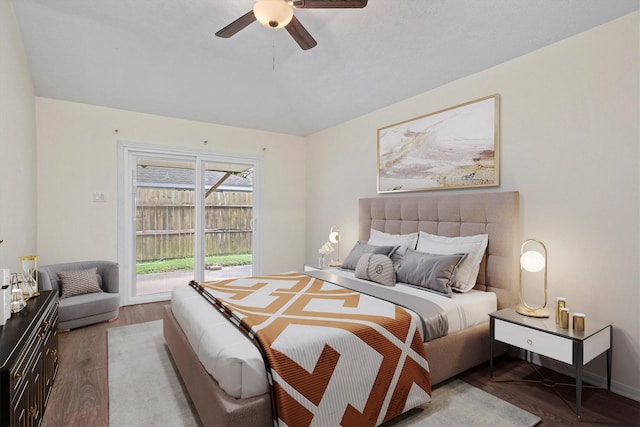 bedroom featuring ceiling fan and light hardwood / wood-style floors