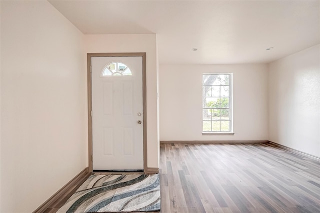 foyer featuring plenty of natural light and light wood-type flooring