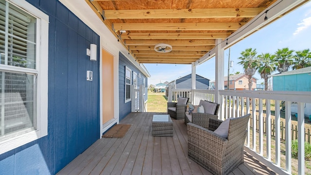 deck featuring an outdoor living space