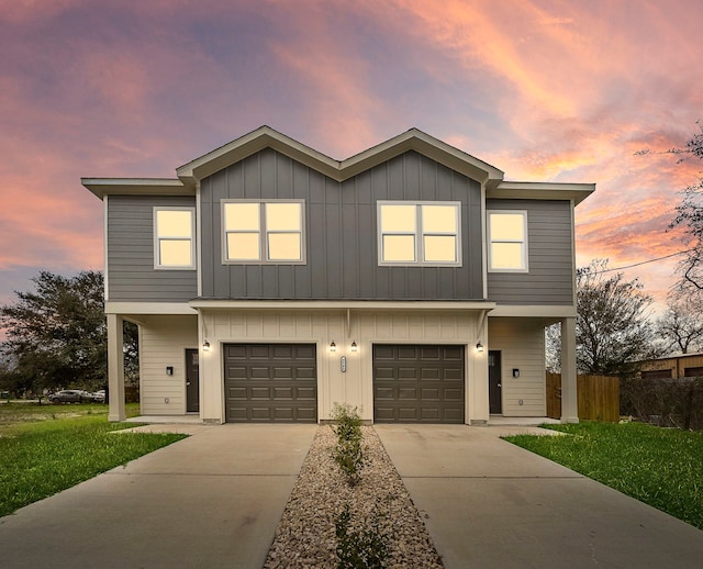 view of front of property with a garage