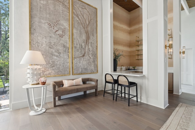 sitting room featuring hardwood / wood-style floors