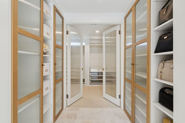 walk in closet with french doors