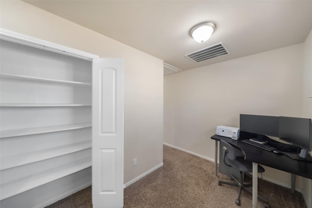 view of carpeted office space