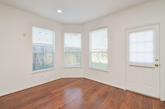 interior space with dark hardwood / wood-style floors