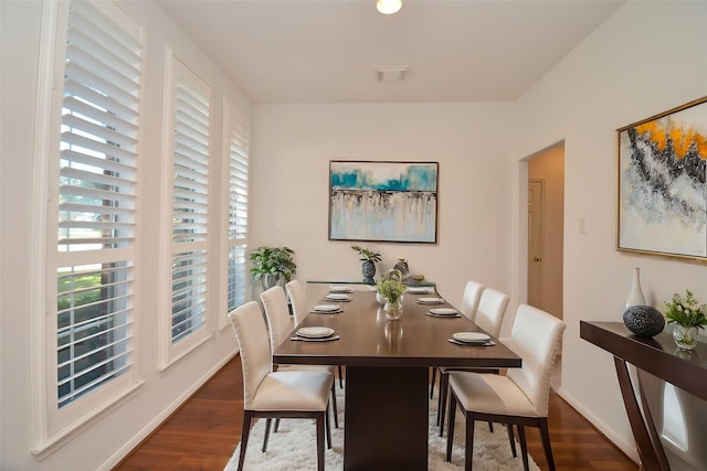 dining space featuring hardwood / wood-style floors