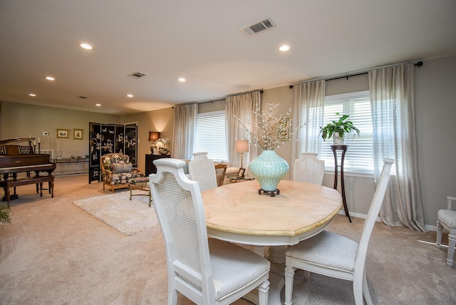 view of carpeted dining room