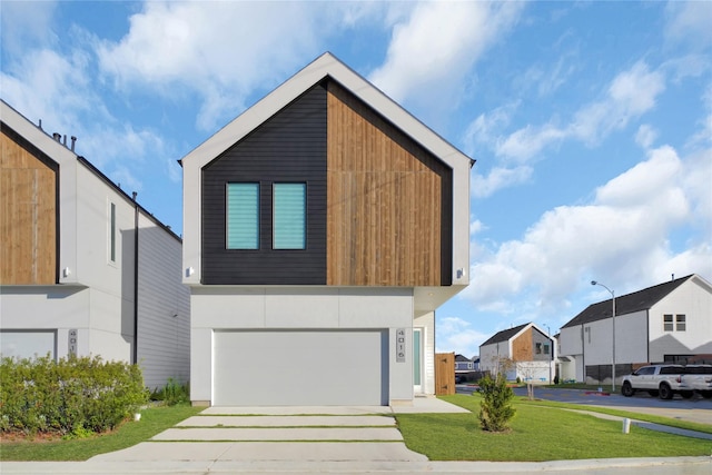 contemporary house featuring a garage