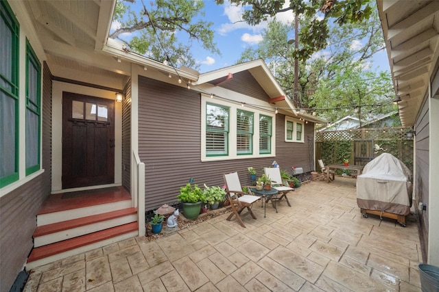 view of patio / terrace featuring a grill