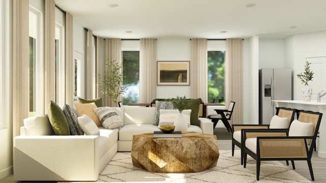 sitting room featuring light hardwood / wood-style flooring