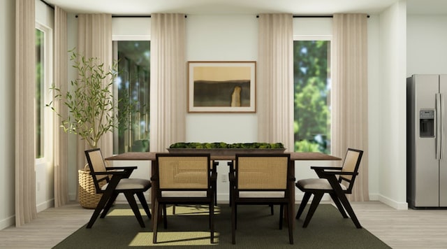 dining room with light hardwood / wood-style flooring