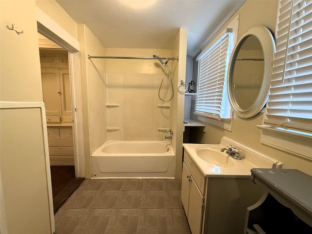 bathroom featuring shower / washtub combination and vanity