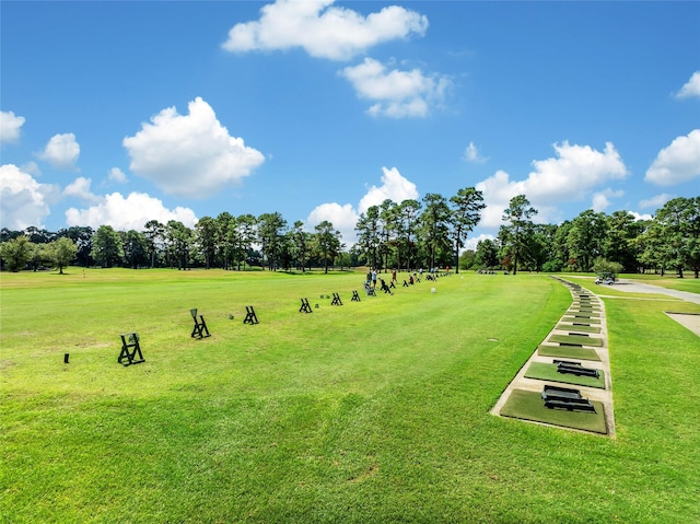 view of home's community with a lawn