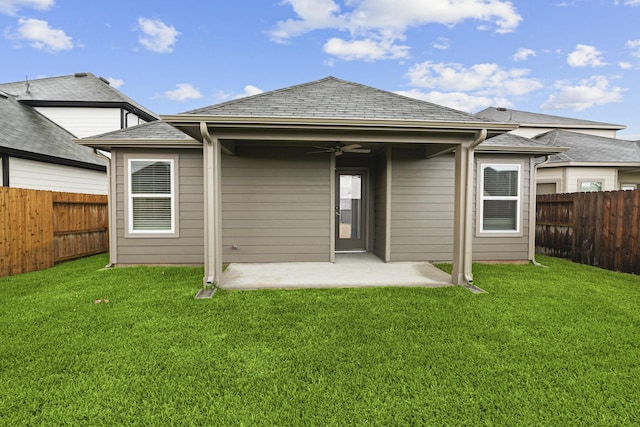 5822 Dawning Sun St, Fulshear, TX 77441 - rear view of property featuring a ceiling fan and a patio area