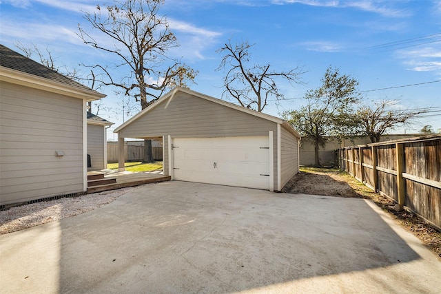 view of garage