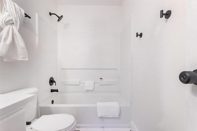 full bathroom with toilet, shower / bathing tub combination, and vanity