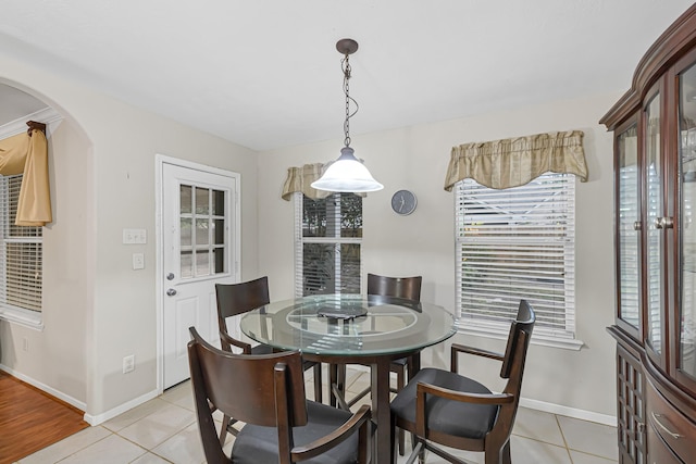 view of tiled dining area