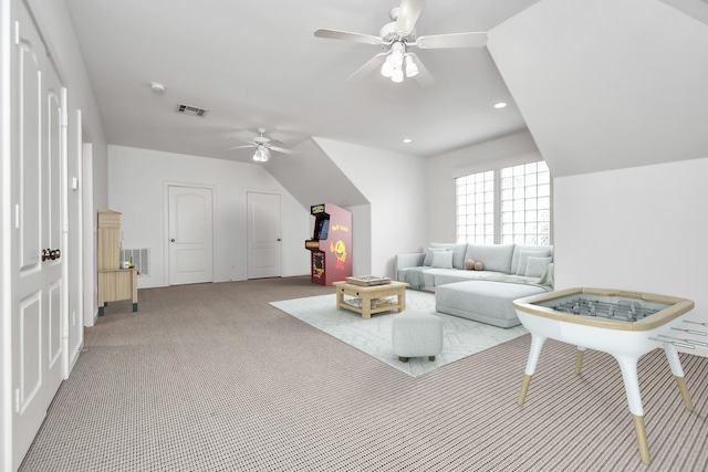 living room with ceiling fan